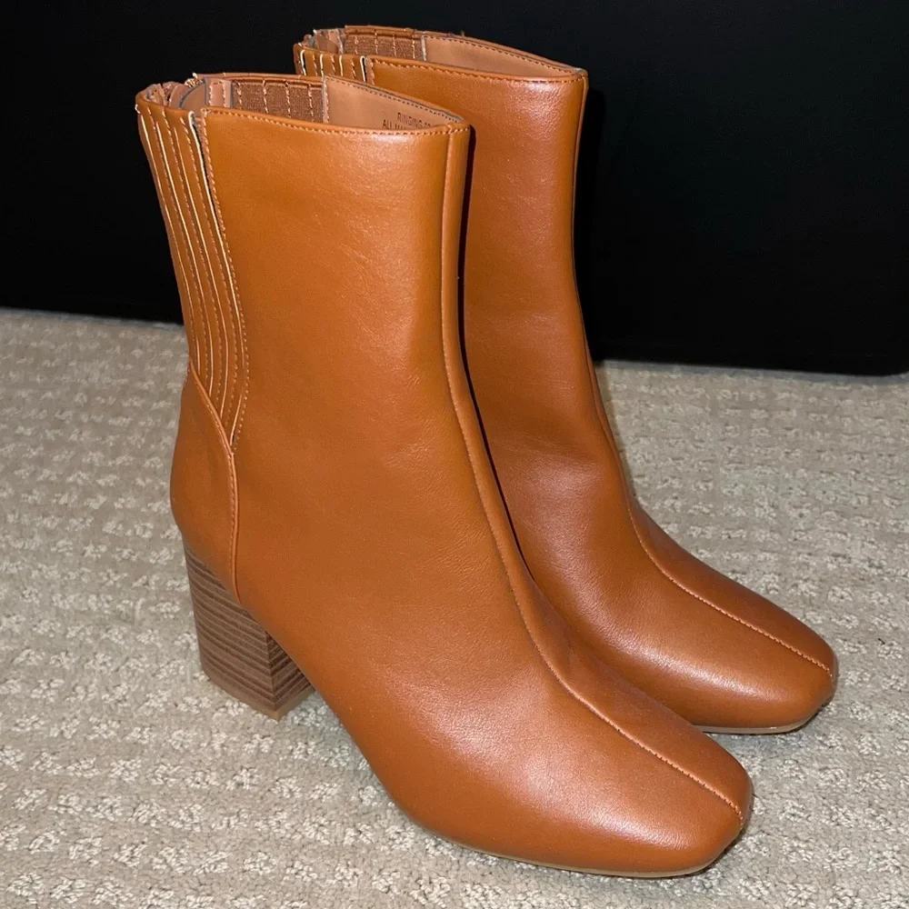 Bamboo High Heel Bootie Back Zipper Chestnut Size 7